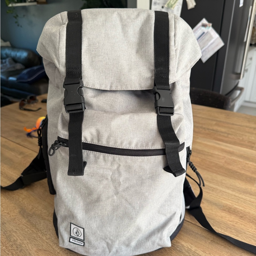 Volcom Light Gray Backpack With Black Accents - image 1